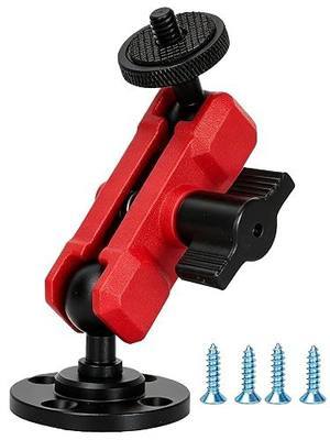 Aluminum Wall Camera Mount with 1/4"-20 Thread, 360° Rotatable Adjustable Holder with Dual Ball Heads for Monitors, Camcorders and CCTV Cameras, Indoor Outdoor Wall Desktop Car Ceiling Installation