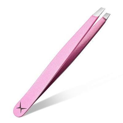Luxe Precision Slant Tip Eyebrow Tweezers – Professional Surgical Grade Stainless Steel Tweezer in Multiple Colors, Aligned Sharp Tips for Brow Shaping & Facial Hair Removal (Princess Pink)