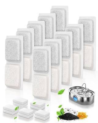 Dog Water Fountain Filter for 4.2/3.4Gal Dog Fountain, 16/13L Stainless Steel Large Pet Fountains, 10 Carbon Filters & 10 Pump Sponges Replacement Sets for Large Dogs Water Bowl Dispenser