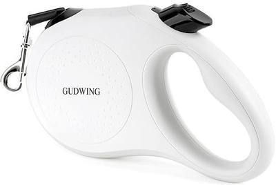 26FT Retractable Dog Leash, Heavy Duty Great Leash for Dog up to 110 lbs, 360° Tangle-Free RetractionOne-Handed Brake, Strong Nylon Tape (Large, White)