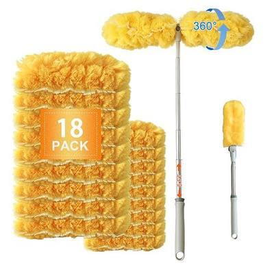 6 ft Extendable Duster Handle with 18 Refills, Compatible with Swiffer, 360° Heavy Duty Duster Refills Kit for Cleaning, Office, Ceiling Fan, Baseboard & Blind