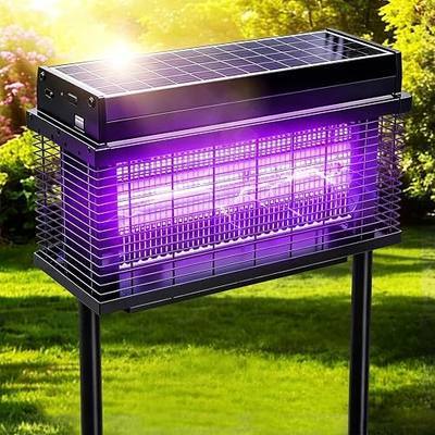 Solar Bug Zapper Outdoor, Purple UV Mosquito Zapper with Smart Rain Off Rechargeable Mosquito Killer Lamp, Wireless Solar Powered Fly Trap for Yard Patio(Midnight Black)