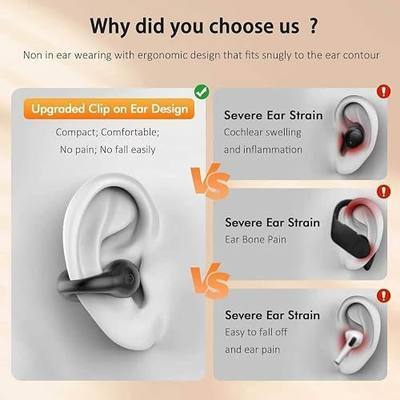 Open Ear Bone Conduction Headphones Bluetooth 6.1 Wireless Clip On Earbuds | Digital Display Charging Case 60 Hours Playtime Sport Earphones Built-in Mic IPX7Waterproof for Running Fitness Exercise