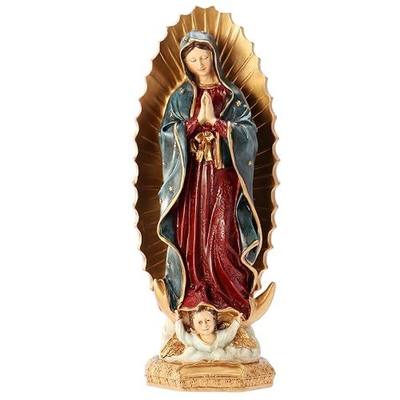 Virgin Mary Statue, 11.6 Inch Full Color Virgen de Guadalupe Figurine | Christmas Easter Gift, Resin Catholic Statue, Home Altar, Prayer Room, Tabletop Decor