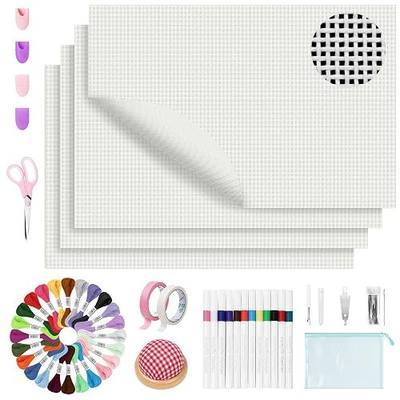 13 Mesh Needlepoint Canvas Kit - 80Pcs Beginner Needlepoint Kits for Adults, Includes 4 Pcs 18" x 12" Needlepoint Canvas,Threads, Markers, Tapes, Needles, Scissor, Protection Covers and Ripper