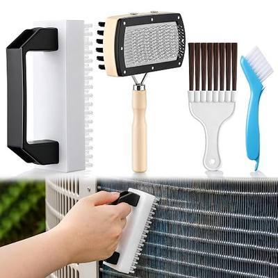 Enhon 4 PCS AC Fin Comb Straightener & AC Coil Cleaner Brush Kit for HVAC | Double Sided Coil Brush, Stiff Bristle Cleaner, Straightening Air Conditioner Fins, Condenser, Evaporator, Refrigerator Coils