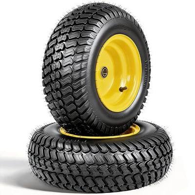 15x6.00-6 Lawn Mower Tire and Wheel, 2 Pack | 15x6x6 Lawn Mower Tire and Rim,3" Offset Hub, 3/4" Bushing, 4 Ply Tubeless,For Zero Turn Lawn Riding Mower