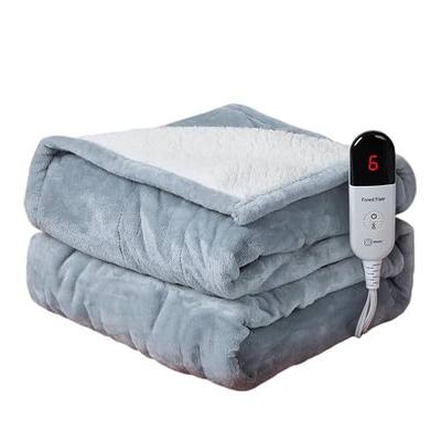 Electric Heated Throw Blanket, Soft Flannel & Sherpa Blanket with Even Heat | 6 Heat Levels, 1/2/3/4H Auto-Off, Machine Washable Electric Blanket for Cozy Warmth, Gifts for Women, Men,Grey(50" x 60")