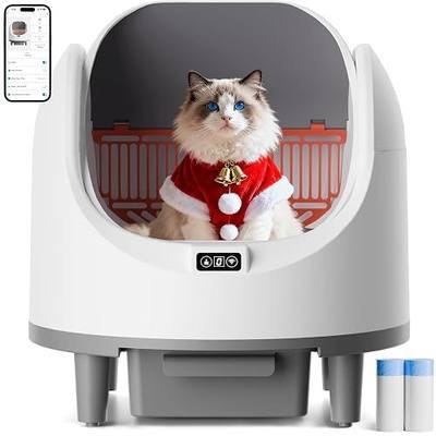 Bashaw Self Cleaning Litter Box, Large Capacity Automatic Litter Box for Multiple Cats, App Control, Safety Sensors, 2 Rolls of Garbage Bags (White)