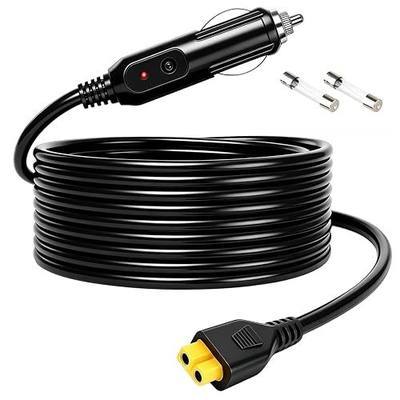 12V/24V Car Charger Cable, for BLUETTI AC70, AC50B, EB55, Elite 200, 100 V2, Ecoflow,and other portable power stations. Features an XT60 connector; Solar Generator DC Power Adapter Cable (6.6 feet)