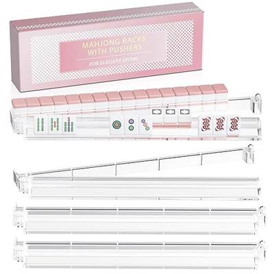 Mahjong Racks with Pushers, 4-Pack Clear Acrylic Racks with Mahjong Line Reader American Mahjong Accessories, Gift-Ready Mahjong Gifts (Clear)
