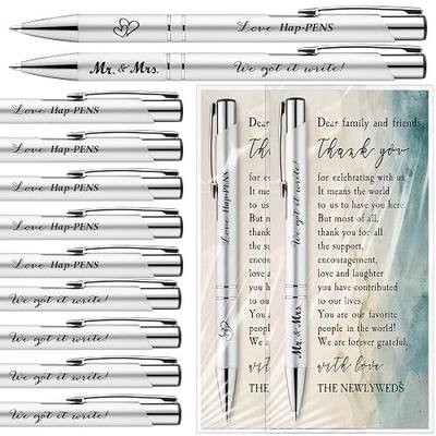 50 Set Beach Wedding Favors for Guests with Black Ink Retractable Ballpoint Pens and Thank You Cards Bridal Shower Party Gifts