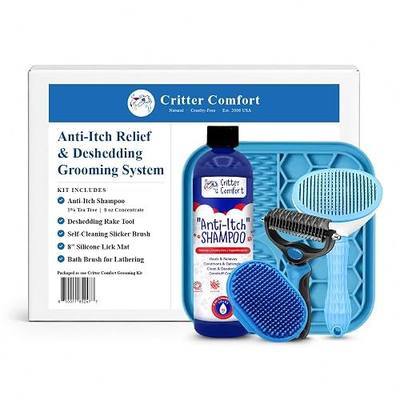 Anti-Itch & Deshedding Dog Groom Kit, 1% Tea Tree Shampoo, 5 Piece Gift Set | Helps reduce itching, dandruff and shedding while leaving coats cleaner, shiny and smelling great for a happier dog—and you.