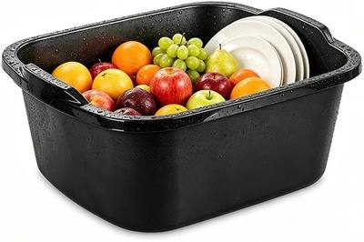 Dish Pan, 18 Qt Black Wash Tub, Heavy Duty Plastic Dish Pan for Kitchen Sink, Dish Basin for Dishwashing, Soaking Clothes, Cleaning and Household Use - 1Pack