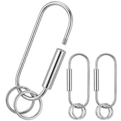 WILLBOND Brass Carabiner Key Ring Locking Screw Carabiner Clips | Round Key Rings, Brass Keychain Kit, Handbags Purse Bag Charm, Universal for Men and Women, 2 Shape