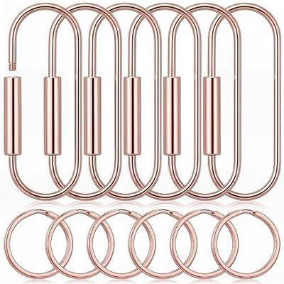 WILLBOND Brass Carabiner Key Ring Locking Screw Carabiner Clips | Round Key Rings, Brass Keychain Kit, Handbags Purse Bag Charm, Universal for Men and Women, 2 Shape