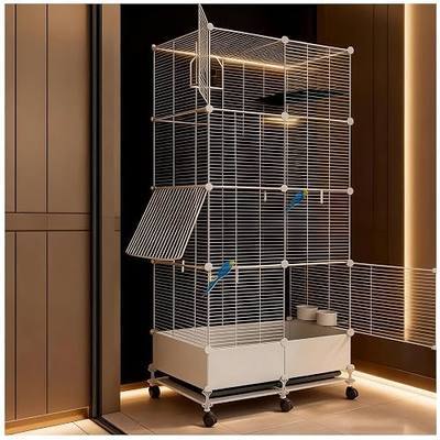 69in Large Forged Steel Birdcage, Comes with Bird Nest, Ladder, Hammock, Feeder, etc. Equipped with Wheels for Outdoor Mobility, Suitable for Parrots, Pigeons, Canaries (White, 29.2" Lx14.6 Wx69 H)