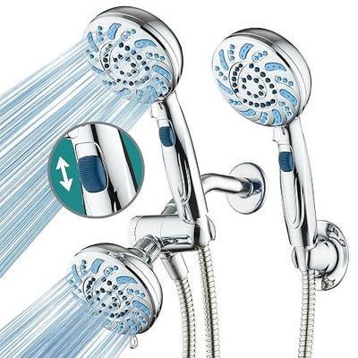 AquaCare 2026 High Pressure Dual Shower Head Combo - Fixed Rain Showerhead with Handheld, Handle Pause Switch, Stay-Clean Nozzles, Super Long 6 ft. Stainless Steel Hose, Extra Wall Bracket/Chrome