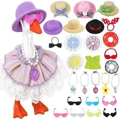 Desk Goose Outfits 7 inches | 7 Sets Desktop Goose Clothes with Hat Necklace Dress T- shirt and Sunglasses for silly Magnetic Porch Goose Key Holder Decor