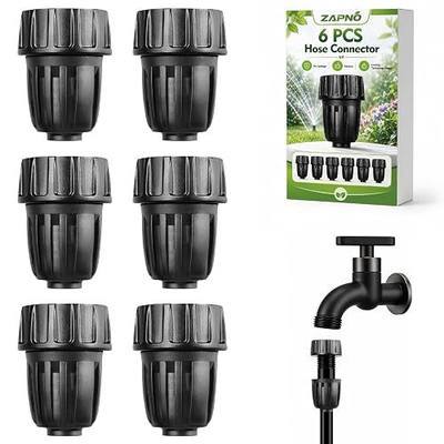 6 Pack Drip Irrigation Parts 1/2 Inch Irrigation Tubing to Garden Hose Adapter, Heavy-Duty Locking PP Fitting for Lawn Greenhouse Watering, 3/4 Inch FHT to 16mm Threaded Connector