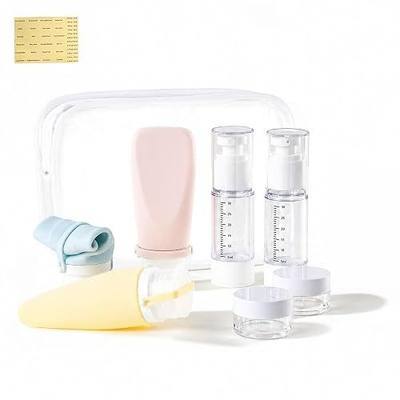 Silicone Travel Bottle Sets for Toiletries, TSA Approved Size 7pcs | Ultrasonic, Leak-Proof, Squeezable, Refillable, Sets with Labels, For toiletries, Silicone