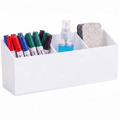 White Acrylic Pen Holder Upgraded Strong Magnetic for Whiteboard | 3 Compartments Higher Load Magnetic Dry Erase Marker Holder Organizer for Magnet Fridge Whiteboard Pen, Eraser, Home, Office