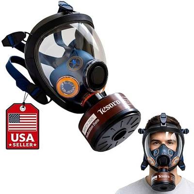 Full Face Respirator - Heavy-Duty Anti-Fog Air Filtration Mask Compatible with Industry Standard 40mm Gas Filter Canister for Vapor & Particulates - CE Tested