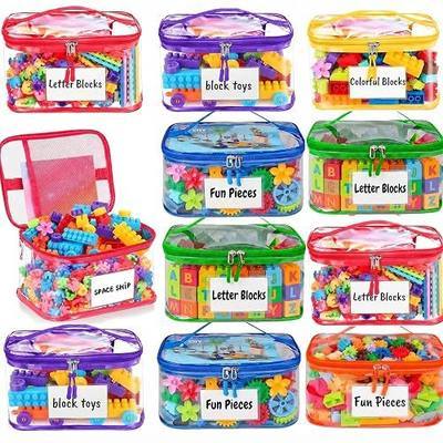 10 Pack Clear Toy Storage Bags, Kids Toy Organizer with Zipper, Waterproof PVC, Large Capacity for Puzzles, Blocks & Board Games, Easy Sorting with Labels