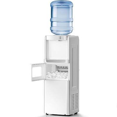 Kismile Water Dispenser with Ice Maker, Top Loading Water Cooler, White | for 5 Gallon Bottles, 33 lbs/24H Ice, Hot & Cold Water, Child Safety Lock, for Home & Office