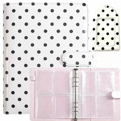  A5 Photocard Binder with 25 Pack 4-Pocket Double Sided Sleeves 6 Ring Photocard Book with 1pcs photocard holder PU Leather Cover Collector for 2x3’’ Album Cards Trading Card (White)