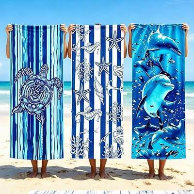 3 Pack Microfiber Beach Towel,Lightweight Quick Dry Absorbent Bathroom Bath Pool Swim Towels