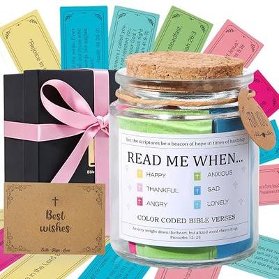 Bible Verses Jar, Read Me When - 96 Color-Coded Scripture Cards, Daily Encouragement Prayer Jar, Christian Gifts for Women, Mom, Graduation, Birthday Gift