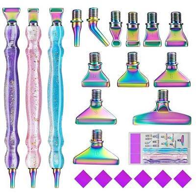Diamond Art Pens, 21Pcs Diamond Painting Pen Kit, Dimond Painting Accessories Tools with Stainless Steel & Colored Threaded Metal Tips, Ergonomic Design Gem Art Kits for DIY Art Supplies