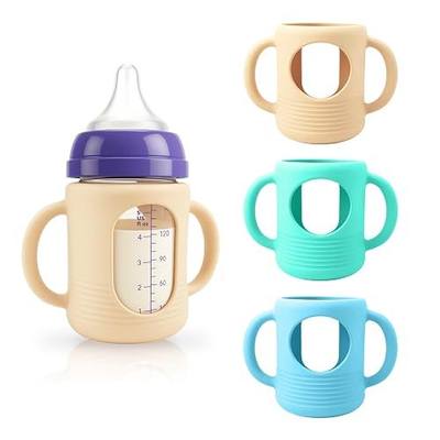 3-Pack Silicone Sleeves for New Lansinoh & Pigeon Glass Baby Bottle, BPA-Free Drop-Resistant Baby Bottle Sleeves with Handles, Compatible with New Lansinoh & Pigeon Glass Bottles (5 oz)