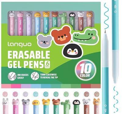 Erasable Gel Pens, 10 Assorted Colors, 0.6mm Fine Point Twist-to-Open Pens | With Cute Animal-Shaped, Erasable Pens for Journaling, Drawing, Writing, Planner