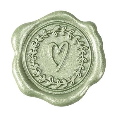 Whaline 50Pcs Embossed Wax Seal Stickers Sage Green Heart Envelope Seal Decals Self-Adhesive Stamp Labels for Wedding Birthday Party Invitation Greeting Card DIY Crafts, 1.2 Inch