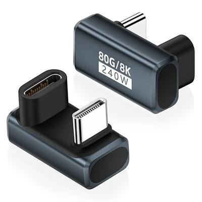 AreMe 80Gbps USB-C 180 Degree U Shape Adapter 2 Pack, Grey | 240W, 16K/Dual 8K, Male to Female Extender, for Thunderbolt 5/4/3, Switch2, MacBook, iPad Pro/Air/Mini, iPhone 17/16/15