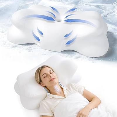 Cloud Pillow, Ergonomic Memory Foam Pillow, Neck Pain Relief for Side, Back & Stomach Sleepers Cervical Support Pillow with Dual-Height Design & Cooling Breathable Pillowcase