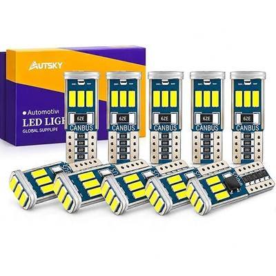 194 LED Bulb 5000K White 168 2825 W5W T10 Wedge 9-SMD Interior Car Bulbs Replacement for Dome Map Door Courtesy Trunk License Plate Parking Lights, 10 PCS