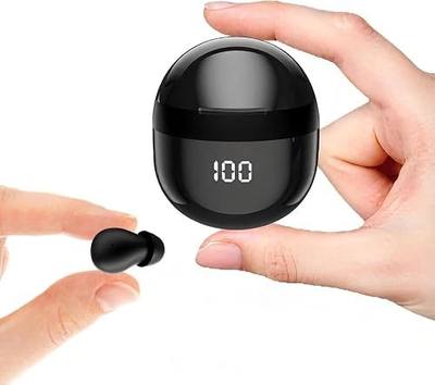 Invisible Sleep Earbuds, Ultra Small Bluetooth 5.3 Wireless Earphones for Side Sleepers, Mini Earbuds with LED Power Display, Deep Bass Stereo Sound, Touch Control, 24H Playtime Charging Case (Black)