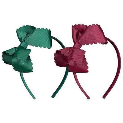 Dark green,Burgundy Bow Headband for Teen Girls with Scalloped Edge Bow | Multicolor Grosgrain Ribbon Bow hairband,Birthday Gift,Comfortable for Wedding Winter Party Dress Decor Xmas Accessories,2pcs