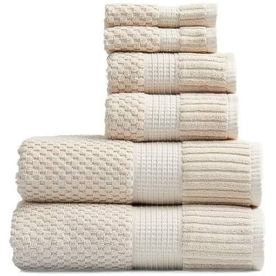Springtree Home 100% Cotton 6 Piece Bath Towel Set | Beige Towels | Oeko‑TEX Standard 100 | Soft & Absorbent, Quick‑Dry | Trinity Collection - Sand