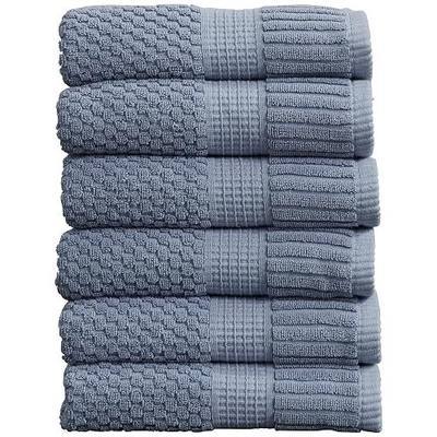 Springtree Home 6 Pack 100% Cotton Hand Towels | Blue Towels | Oeko‑TEX Standard 100 | Soft & Absorbent, Quick‑Dry | Trinity Collection - Flint Stone