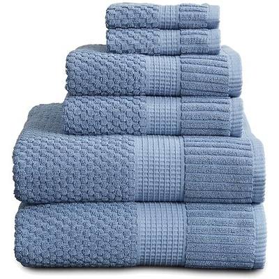 Springtree Home 100% Cotton 6 Piece Bath Towel Set | Blue Towels | Oeko‑TEX Standard 100 | Soft & Absorbent, Quick‑Dry | Trinity Collection - Blue Shadow