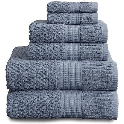 100% Cotton 6 Piece Bath Towel Set | Blue Towels | Oeko‑TEX Standard 100 | Soft & Absorbent, Quick‑Dry | Trinity Collection - Flint Stone