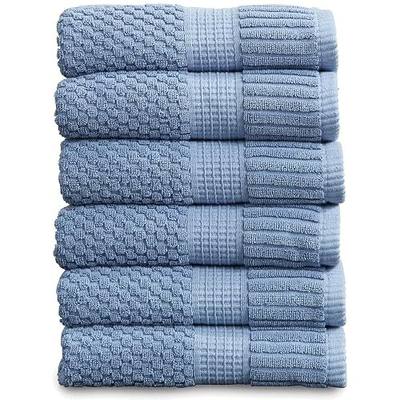 Springtree Home 6 Pack 100% Cotton Hand Towels | Blue Towels | Oeko‑TEX Standard 100 | Soft & Absorbent, Quick‑Dry | Trinity Collection - Blue Shadow