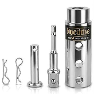 Trailer Jack Drill Adapter, 1 Inch Drive Shaft Kit, 2-in-1 for Electric Drill & Ratchet, Stainless Steel 1/2 Inch Socket Bit, Heavy Duty EZ Crank Tool for RV, Campers, Dump Trailers & Construction