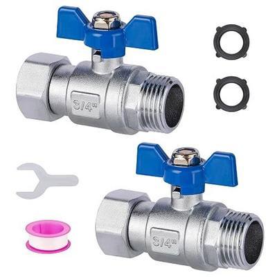 304 Stainless Steel Garden Hose Shut Off Valve, 2 Pack Heavy Duty Full Flow Ball Valve, 3/4" GHT Hose Adapter Coupling with 360-Degree Rotatable Connector Rust & Freeze hose flow control valve
