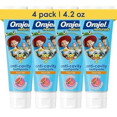 Orajel Naturals Toy Story 5 Anti-Cavity Fluoride Toothpaste, Natural Watermelon, 4.2 oz (Pack of 4)