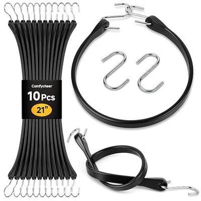 10 Pcs Bungee Cords with Hooks, 21" Heavy Duty EPDM Rubber Tarp Straps,Crimped S Hooks for Cargo, Trucks, Camping, Outdoor Use, Load 180 lbs